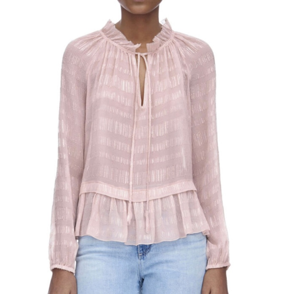 Rebecca Taylor Long Sleeve Lurex Clip Top